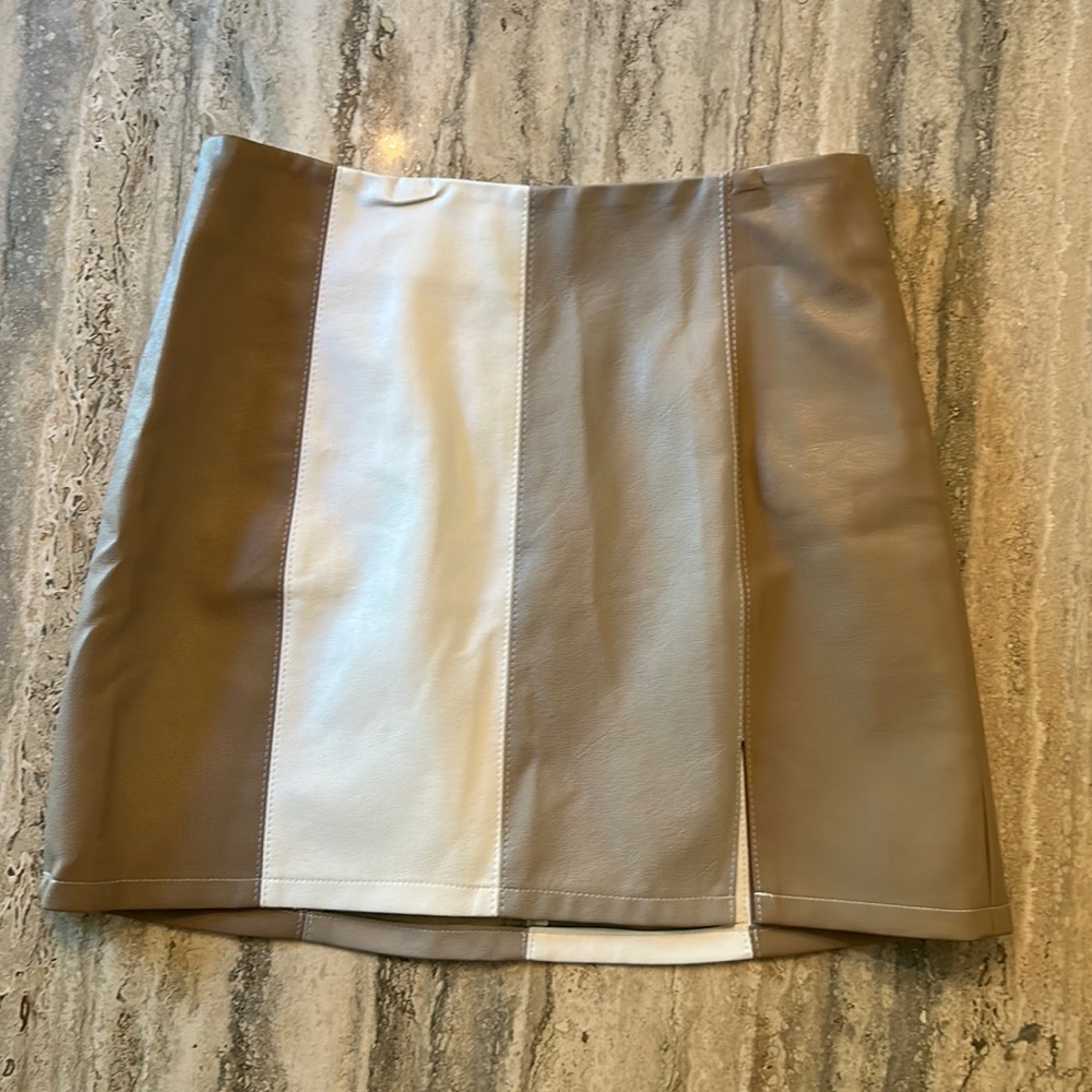Brown and white leather skirt